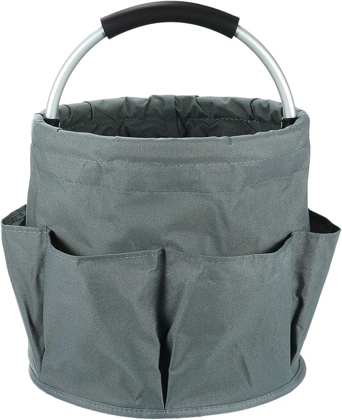 HARFINGTON Garden Tool Bag 17L Large Oxford Waterproof with Pockets Garden Tote Bag Gardening Plant Tool Organizer Storage Carrier Store for Outdoor Women Men, Grey