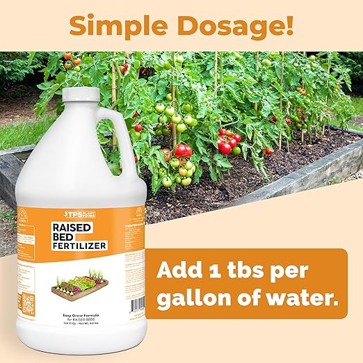 Raised Bed Fertilizer for Vegetables, Herbs, and Flowers, Balanced Nutrients for Container and Box Gardens, Liquid Fertilizer by TPS Plant Foods, 1 Gallon(128oz)