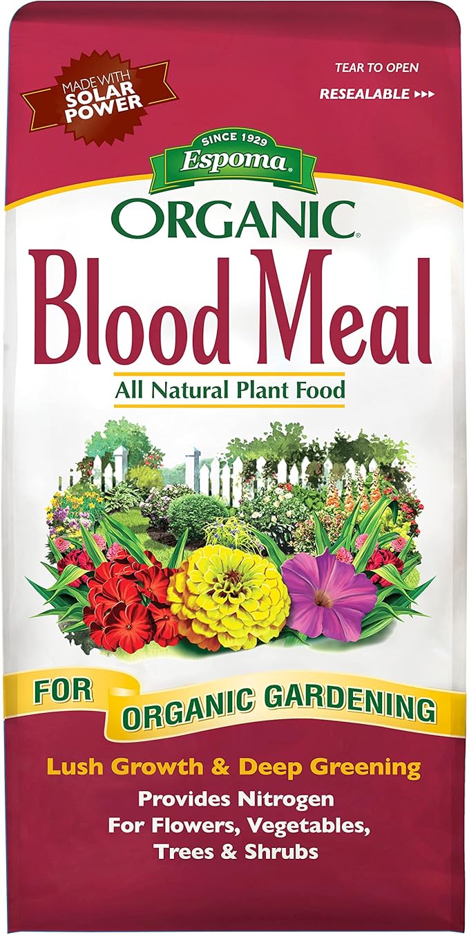 Espoma Organic Blood Meal Fertilizer 12-0-0. All-Natural Plant Food Source of Nitrogen for Organic Gardening. For Flowers, Vegetables, Trees & Shrubs. 3 lb. Bag - Pack of 1.
