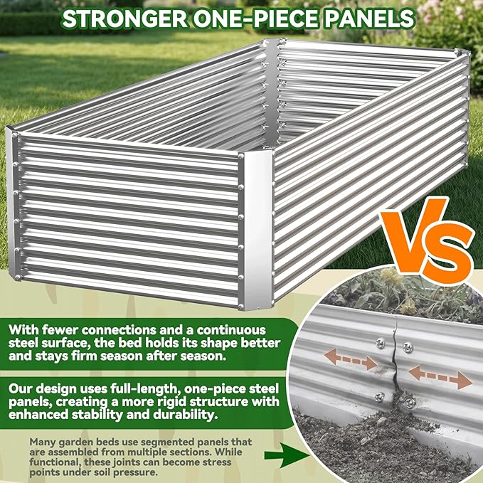 3 Pack Tall 4x2FT Corrugated Galvanized Steel Raised Garden Bed Outdoor, Metal Above Ground Garden Bed for Vegetables and Flowers, Rectangle Raised Beds for Gardening-4x2x1.5FT
