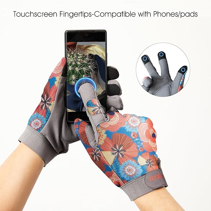 COOLJOB Large Gardening Gloves for Women, Thorn Proof Ladies Work Gloves for Rose Pruning, Cactus Handling, Blackberry Bush Planting, Puncture Resistant Anti-Slip Flexible, 1 Pair Orange L