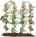 Metal Garden Trellis for Climbing Plants Outdoor, 2 Pack 45" Black Rose Trellis Rustproof Wall Trellis for Roses Vine Cucumbers Vegetables Flower Support