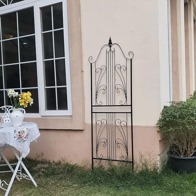 1 Pack 70.8" H x 24.5" W Garden Trellis for Climbing Plants Outdoor, Metal Trellises Decorative Garden Flower Trellis for Vines Plant Rose, Vegetable Support, Black