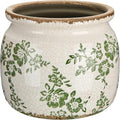 Vintage Planter Large Ceramic Plants Pot Green Beige Vintage Ditsy Ice Crack Cottage Scroll Vase Flower Vase Pot Indoor Plants Home Kitchen Decor Farmhouse Antique Decorative Gifts
