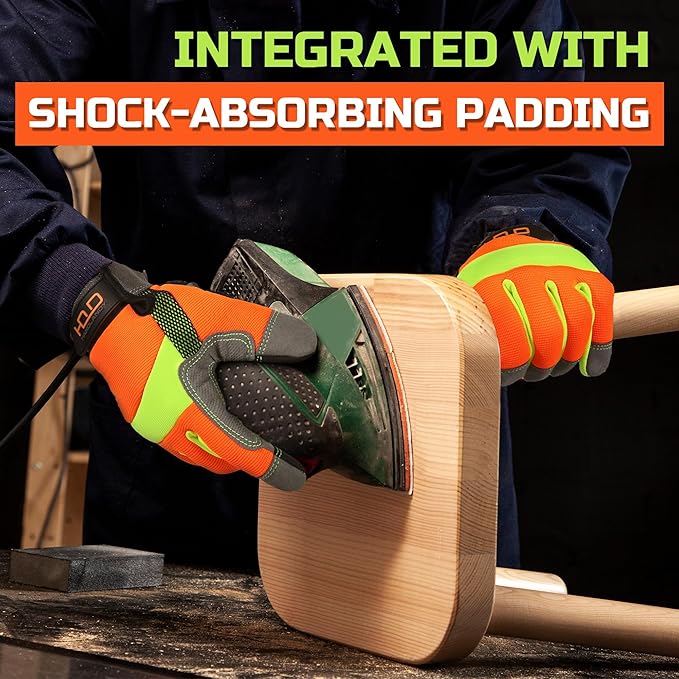 Hi-Vis Reflective Work Gloves Enhanced Visibility Impact Protection Safety Work Gloves Touchscreen Yellow Orange