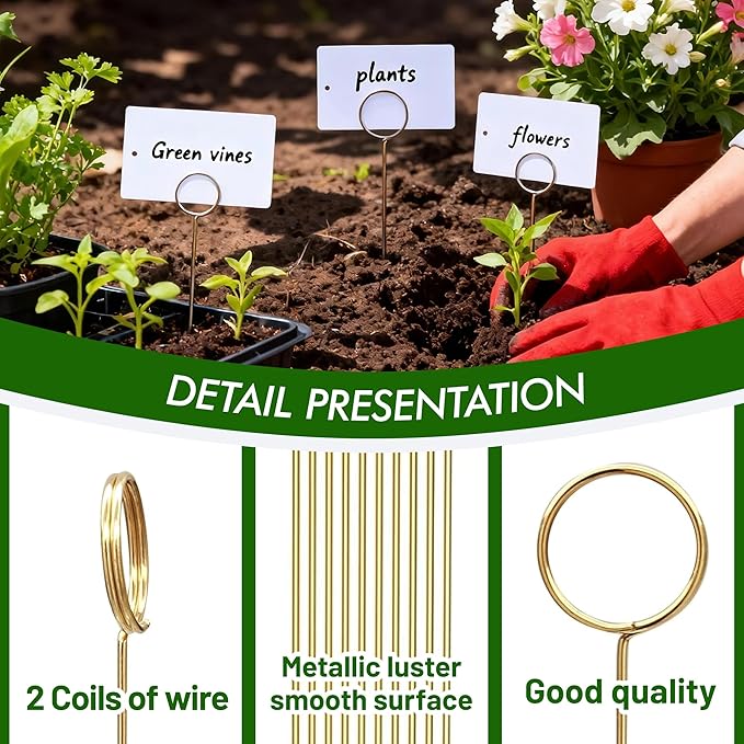 Plant Labels Kit, 20 PCS 12'' Copper Plant Tags Stakes with 40 PCS 1.97'' x 3.54'' Reusable Garden Labels Outdoor Waterproof Plus Marker Pen