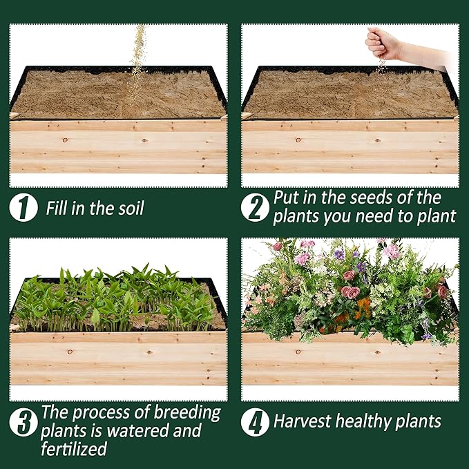 1PCS Raised Garden Bed Liner Fabric Raised Garden Bed Breathable Drainage Rectangle Grow Bags with Handles Fabric Garden Bed for Outdoor Garden Bed Holds Soil - 6ft x 3ft x 1ft