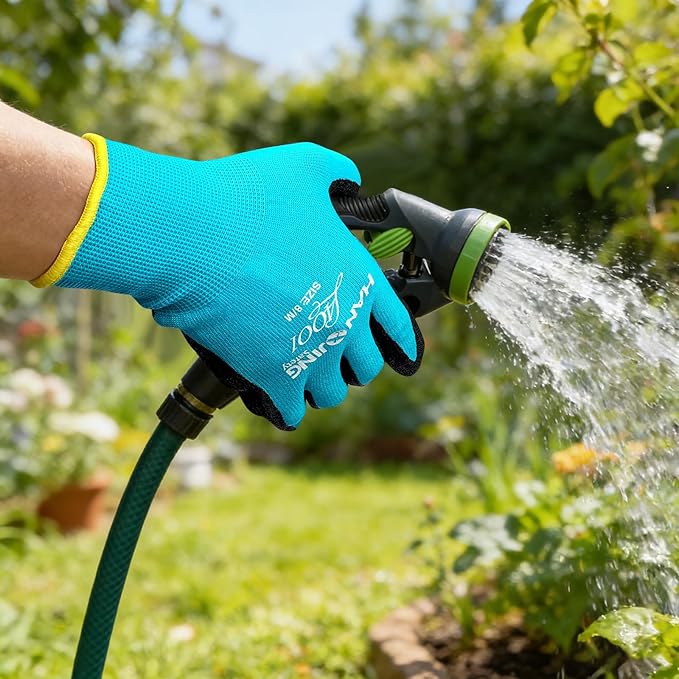 Breathable Garden Gloves 2 Pairs, Stretchy Anti-Slip Work Gloves for Women & Men, Lightweight & Flexible for Weeding, Planting, Household Chores and DIY (Blue, S)