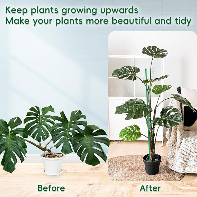 Plant Stakes 14.2Inch, BOVITRO 16Pcs Garden Stakes with Clips for Indoor Outdoor Plants, Adjustable Length Plant Support Stakes, Orchid Stick, Tomato Beans Vegetable Stakes for Garden
