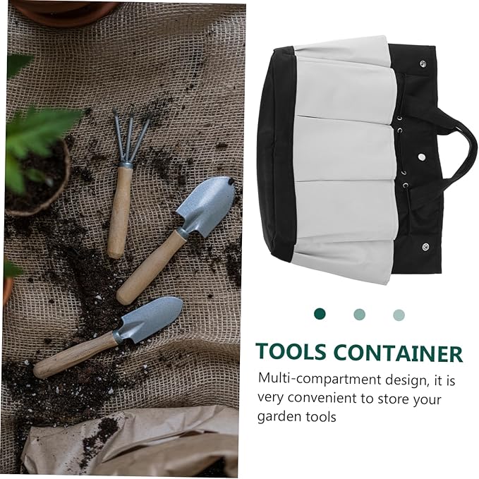 Uonlytech Garden Tool Storage Organizer Bag Multi-Pocket Oxford Cloth Tote for Gardening Tools Spacious Design for Easy Organization for Home and Outdoor Use Grey