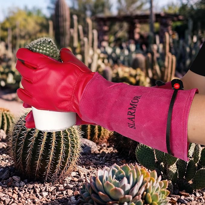Long Gardening-Gloves Women/Men-Thorn proof Rose Pruning Heavy Duty Gauntlet, Best Garden Gifts for Gardener-M