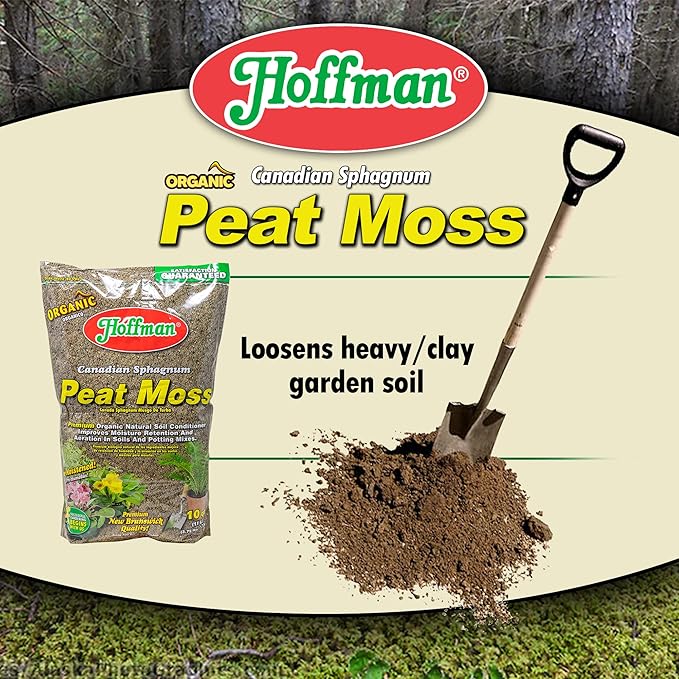 Hoffman Canadian Sphagnum Peat Moss Soil Conditioner to Improve Moisture Retention and Aeration, 10qt Bag, Pack of 5