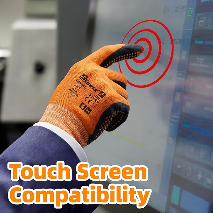 Schwer 24 Pairs Safety Work Gloves MicroFoam Nitrile Coated, Certified Level 6 Abrasion Resistant Gardening Gloves with MicroDot Grip, Touchscreen, General A1 Cut Resistant Glove, LT5619, S