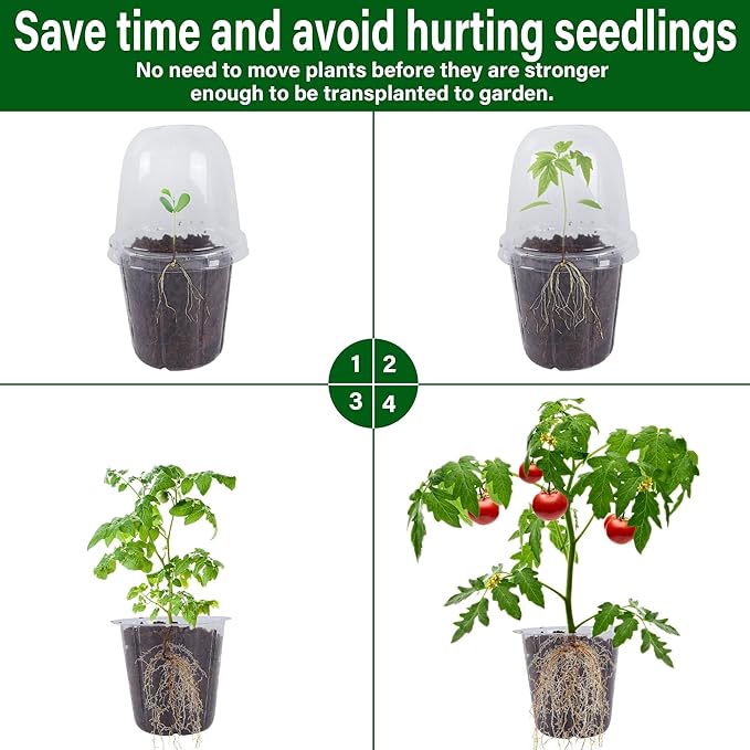 winemana 36 Set Nursery Pots with Humidity Dome, Clear Nursery Pots for Plants, Seed Starting Pots with Drainage Holes & Plant Labels for Vegetables Flowers Garden Plants
