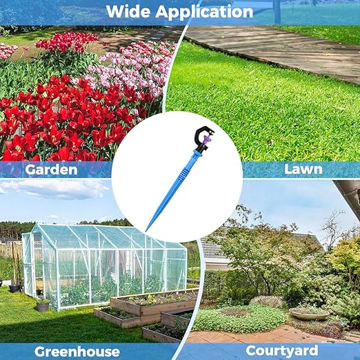 Drip Irrigation System Kit - Automatic Garden Watering System with G Type 360° Rotating Micro Sprinkler Heads & 16FT 8/11mm & 10FT 4/6mm Irrigation Tubing for Garden, Lawn, Greenhouse, Yard, Plant