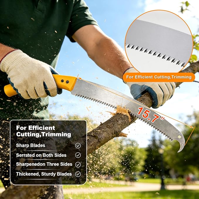 Pole Saw for Tree Trimming, 8.5 FT Manual Pruning Saw with Manganese Steel Blade - Lightweight Branch Trimmer for Yard, Garden & Patio Maintenance, Reach High Branches with Ease