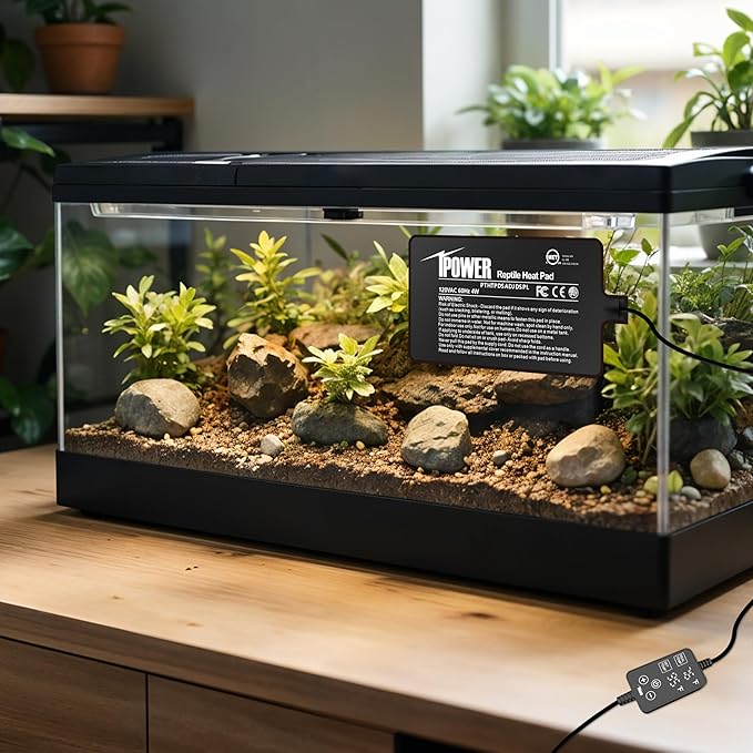 iPower 4 by 7 Inch 4W Reptile Heating Pad with Adjustable Thermostat, Under Tank Warmer Terrarium Heat Mat for Turtles/Snakes/Lizards/Frogs, and Other Reptiles
