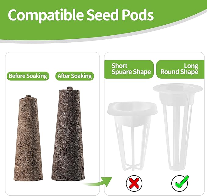 Seed Pods Kit for AeroGarden, 30pcs Grow Sponges with A&B Nutrient, 1 Tweezers, 10 Tags, Seed Starter Pods Replacement Root Growth Sponges Compatible with Hydroponics Growing System
