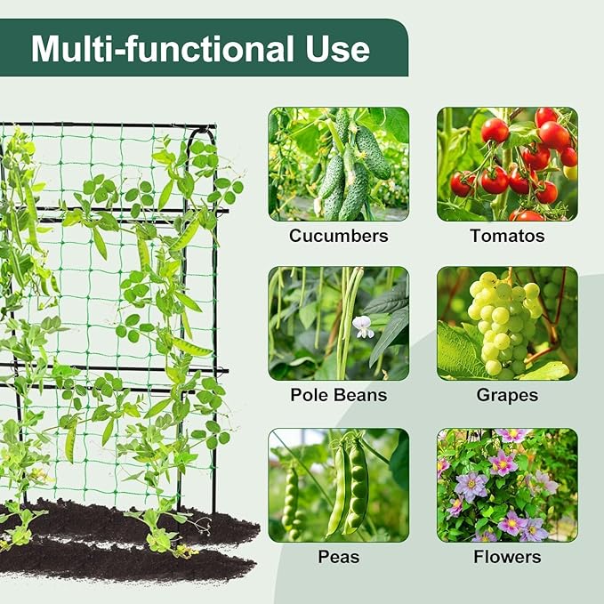 Follook Cucumber Trellis for Raised Bed, 4 feet Garden Trellis for Climbing Plants Outdoor, Plastic-Coated Metal Arch Plant Support for Flower Vines Vegetables Peas Beans Cucumber Trellis, Black