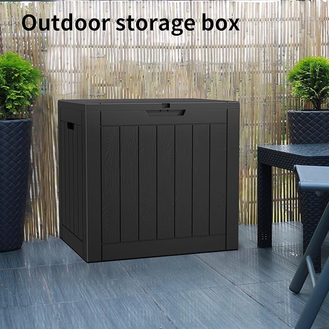 Outdoor Storage Box, 36 Gallon Waterproof Lockable Resin Deck Box for Patio, Garden & Storage, Easy Assembly Indoor & Outdoor Use, Black