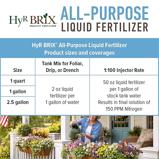 HyR BRIX All-Purpose Liquid 4-3-3 Fertilizer, 1 Gallon - Fast-Acting Plant Food with Micronutrients, Humic & Fulvic Acids - Ideal for Vegetables, Flowers, Fruits & Houseplants