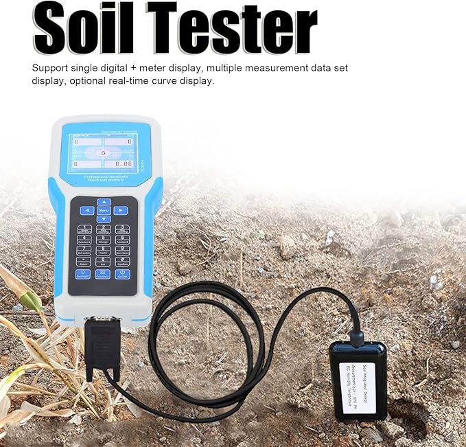 Asixxsix Soil Meter, 5 in1 Soil Temperature Conductivity NPK Tester Gardening Tool Kits with 5Pin Sensor LCD Display for Garden, Lawn, Farm, Outdoor Plants
