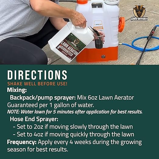 PETRAMAX Liquid Lawn Aerator 0-0-5, Liquid Aeration for Lawn, Grass Aerator & Soil Conditioner - Lawn Aerator Tool, Core Aerator & Lawn Aerator Machine Alternatives - Liquid Lawn Fertilizer - 32 Oz