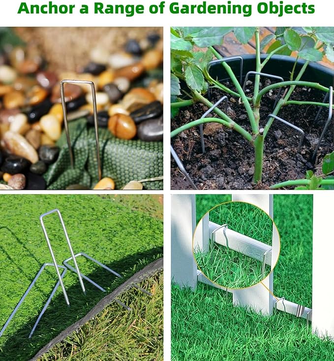 6 Inch 315 Pcs Hot-dip Galvanized U-Shaped Garden Stakes, Landscape Staples, Ground Stakes, for Decoration Weed Barrier Fabric, Irrigation Tubing, Holding Fence, Tarpaulin (300, 6 INCH)