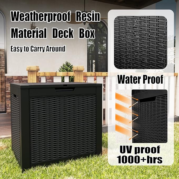 Greesum 5 Cu.ft Resin Storaged Shed Large Outdoor Storage for Patio Furniture, Garden Tools, Pool Supplies, Weatherproof and UV Resistant, Lockable, Black
