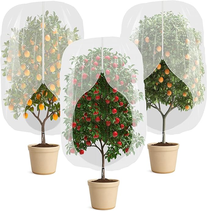 3pcs Garden Fruit Tree Netting with Zipper and Drawstring,3.94*4.92 Ft Bird Insect Mesh Net Cover for Garden Fruit Trees,Blueberry Tomato Strawberry and Plants Protection from Insect Squirrels Birds