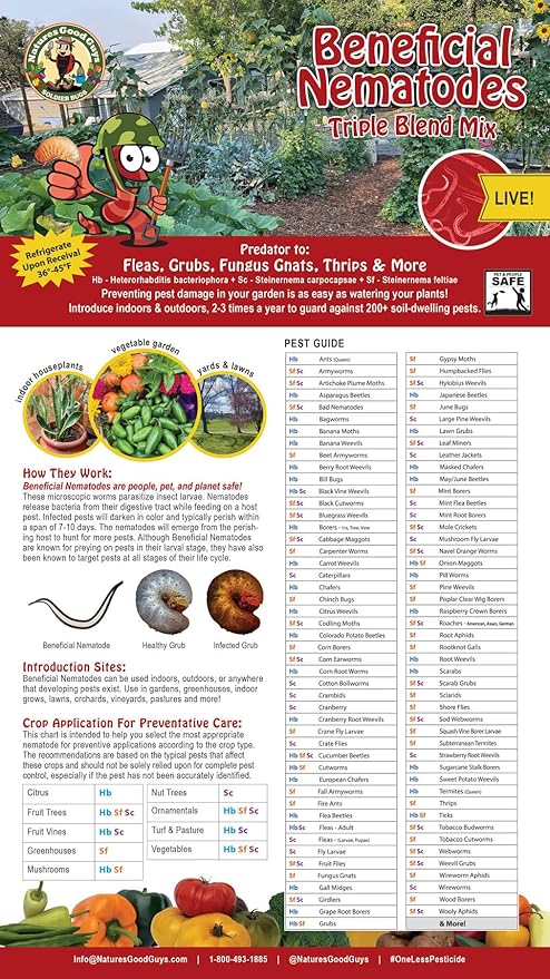 NaturesGoodGuys Beneficial Nematodes Triple Blend Pack HB+SC+SF - General Biological Pest Control (10 Million)