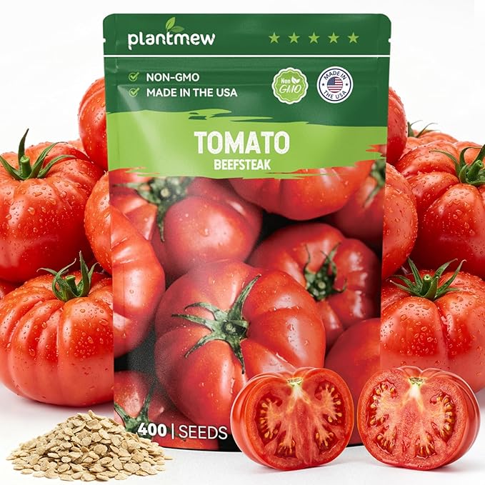 Beefsteak Tomato Seeds for Planting - Non-GMO, Heirloom - 400 Indeterminate Tomato Seeds, Vegetable Seed Packet with Instructions for Planting Home Garden Indoor & Outdoor