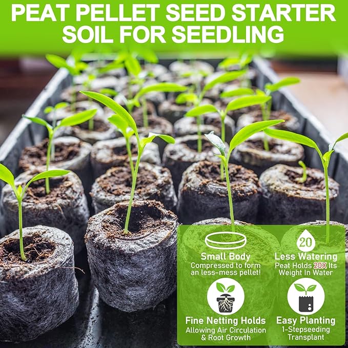 Legigo 200 Pcs 30mm Seed Starter Peat Pellets Pods for Seedlings- Compressed Seed Starting Pellets Seed Starter Pods Plugs Soil Peat Pods, Garden Planting Herb Flower Vegetables for Starting Seeds