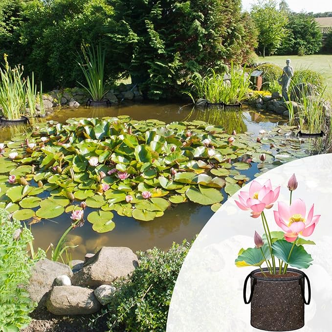8 Pcs Pond Planting Bags, Mesh Aquatic Pond Lily Planter with Handles Reusable Water Gardens Plant Pots for Aquatic Plants, Marsh Plant Garden Terrestrial Plant (8)