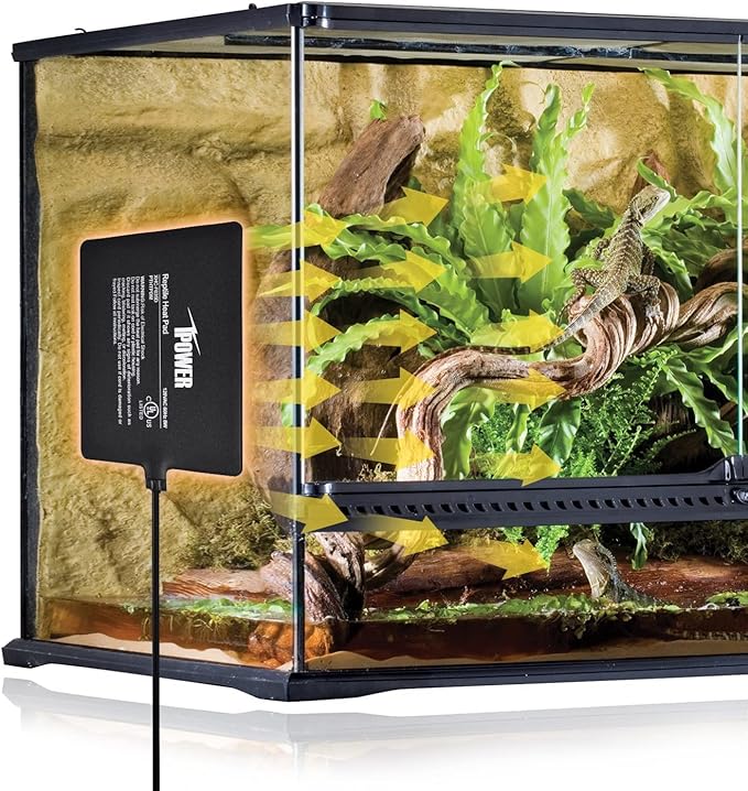 iPower Reptile Heat Pad Under Tank Terrarium Warmer Heating Mat for Turtle, Lizard, Frog, Snake, Reptile, and Other Small Animals, 6X8 Inch, 8W Black