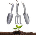 Hand Gardening Tools 3 Pack with Cultivator Hand Rake, Transplanting Shovel, and Garden Trowel for Planting - Heavy Duty Cast Aluminum Garden Tool Set with Ergonomic Handles by Kings County Tools
