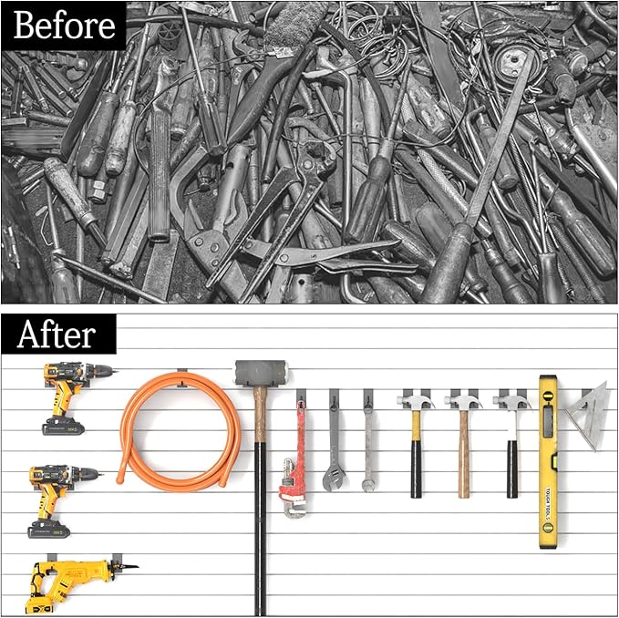 3-H Slatwall Hooks 30PC, 5 Inch, Extra Large Thick Backplate(3.35×1.38 x 0.08 Steel), Heavy Duty Smooth Glide, Compatible with Proslat, Crownwall &Standard Slatwall Panels for Garage, Retail Display