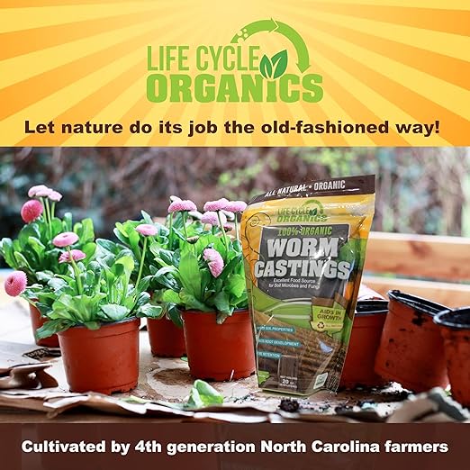 20 oz 100% Organic Worm Castings – Natural Superfood for Plant Growth, Root Development & Growing Healthier, Stronger Crops – Non Toxic & Kind to Soil – Resealable Zip Pouch – Life Cycle Organics