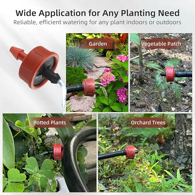 60PCS 1 GPH Pressure Compensating Drip Irrigation Spot Watering Drippers/Emitters, Self-Cleaning Constant Flow Drip Irrigation Emitters Heads Irrigation Drippers Parts for Drip Irrigation System