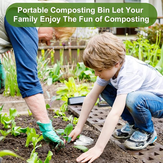 Inground Farm Composter, Outdoor In-Ground Compost Bin for Raised Garden Beds and Yards, Organic Waste Decomposer 2 Gallons, 4.3"x4.3"x11", Composter Tumbler Outdoor (2)