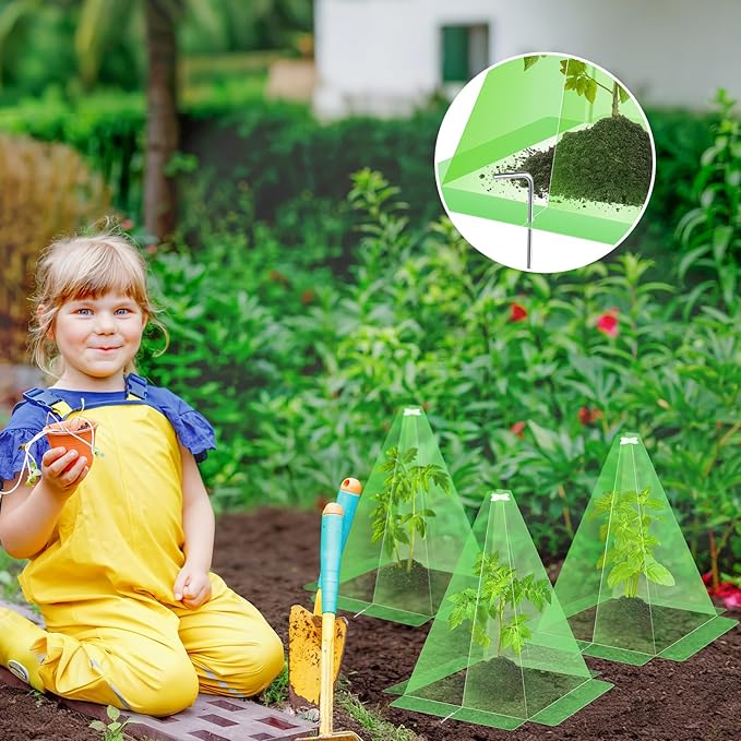 30 Packs 12"x 8" Garden Cloches for Plants,Plant Protectors from Animals,Plant Cages for Outdoor Plants,Plant Covers from Animals,Chicken Wire Cloche with Stakes for Protect Plants,Seedling,Vegetables
