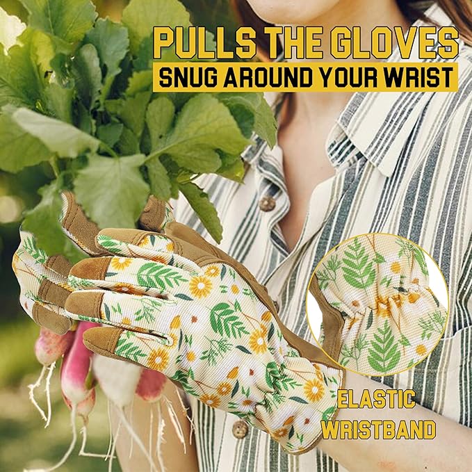 Womens Work Gloves Gardening Gloves Working Grip Glove for Yardwork Gardening Gloves Khaki