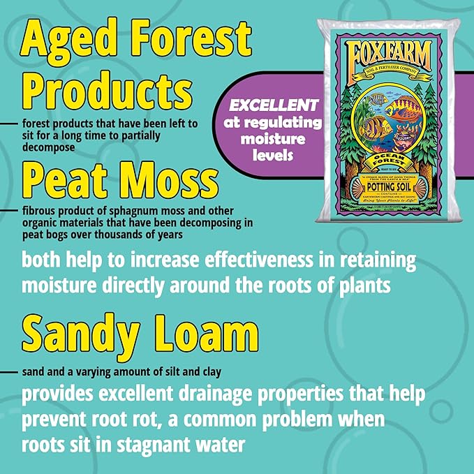 FoxFarm Ocean Forest Potting Soil, 1.5cu ft (Pack of 4) - Light, Aerated Texture, Designed for All Container Plants - pH Adjusted for Optimal Nutrient Uptake, Effectively Retains Moisture