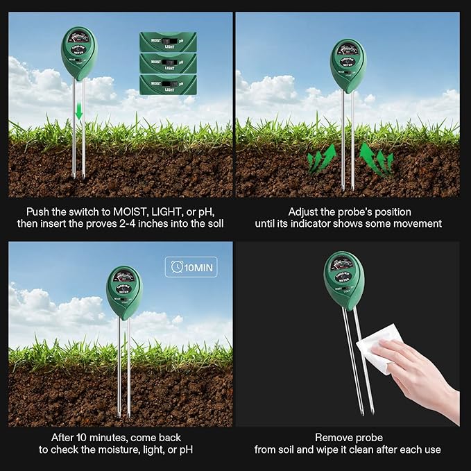 VIVOSUN 3-in-1 Soil Tester and 6.5 Inch Gardening Scissors Hand Pruner Pruning Shear with Straight Stainless Steel for Home, Garden, Lawn, Farm, Indoor and Outdoor Use