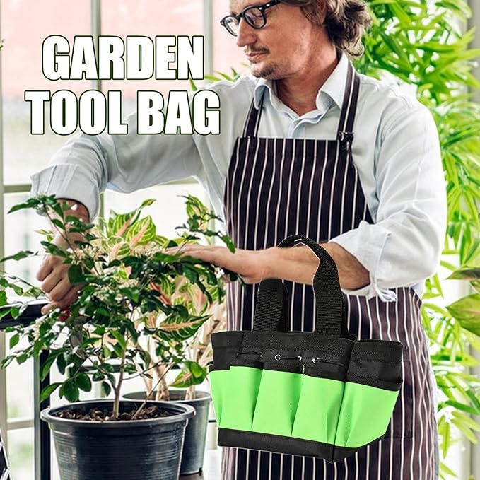 Gardening Tool Organizer - Multi Compartment Equipment Bag, Rugged Outdoor Storage Pouch, Yard Camping Park Accessories, Beach Gardening Utility Carrier, Heavy Duty Tool Kit Holder