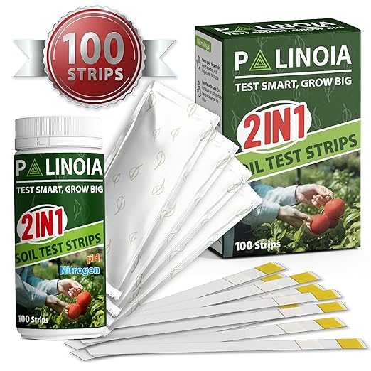 Soil Testing Kit 2-in-1 for pH & Nitrogen – 100 Pack in Resealable Pouches – Fast & Accurate Soil pH Tester for Garden, Lawn & Plants – Includes Spoon & Tube