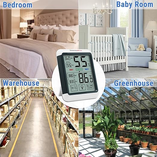ThermoPro TP55 Digital Indoor Hygrometer Thermometer, 4-Inch Temperature/Humidity Monitor with Touchscreen and Backlit, Indoor Room Thermometer/Humidity Meter for House Home Greenhouse