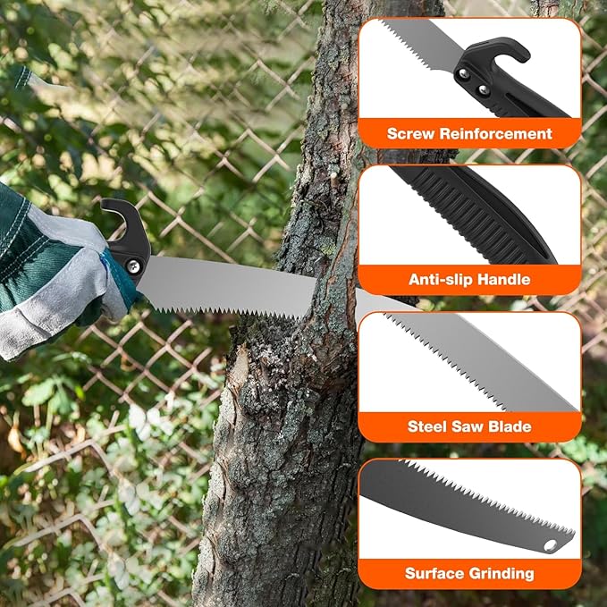 AgiiMan 26FT Reach Pole Saws for Tree Trimming, Pole Saw with 5-20FT Telescoping Extension Pole, Pruning Saw with 19" 3X Detachable Saw, Non-Slip Handle, Tree Trimmer for Garden Palms Shrubs