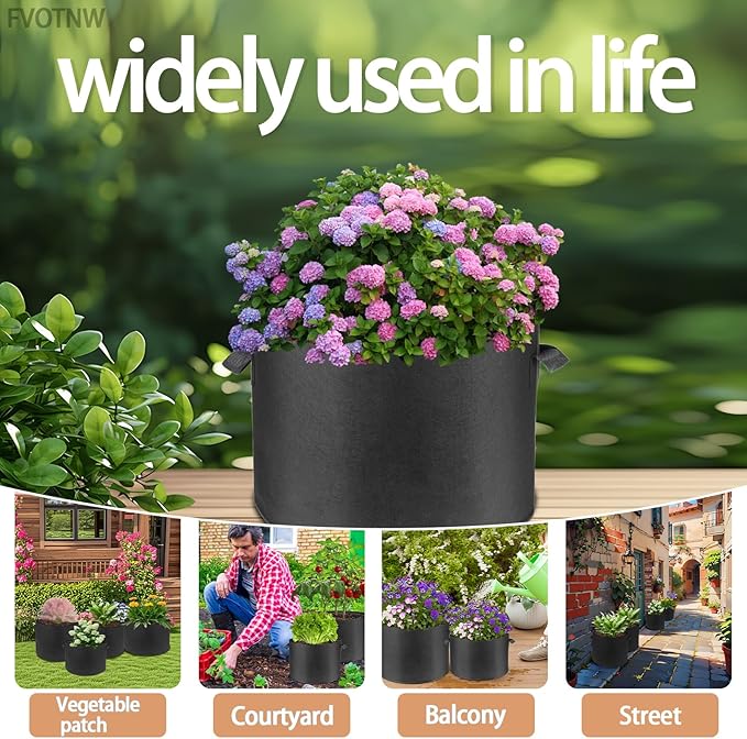 6-Pack 20 Gallon Grow Bags, 300g Non-Woven Fabric Planting Bags with Handles, Breathable Drainable Planter Bags for Vegetables, Flowers and Indoor Outdoor Gardening