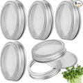 6Pcs Sprouting Screen, Stainless Steel Sprouting Jar Lids, Sprout Kit and Making Organic Sprouts Seeds for Growing Broccoli Sprouts Alfalfa Seed Bean, Sprout Mesh Lids